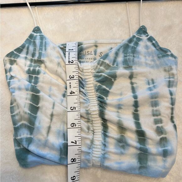 Aeropostale Tie Dye Cropped Spaghetti Strap tank top Blue White Green - Picture 2 of 5